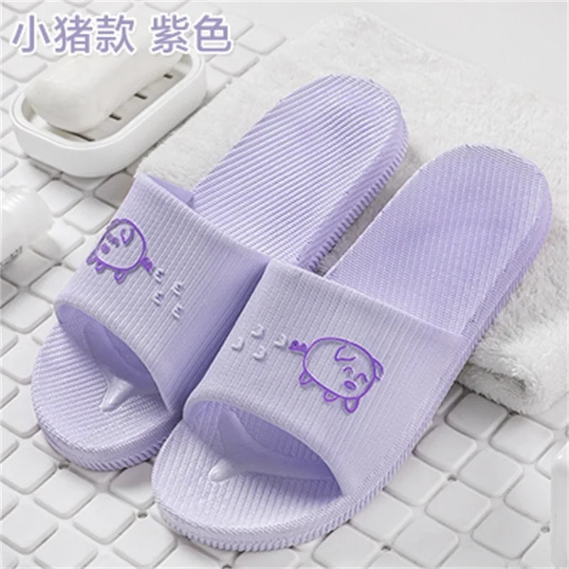 

2019 New Female Cartoon Bathroom Bath Home Slippers Indoor Non-Slip Soft Bottom Hotel Home Couple Cute Sandals Women Slippers