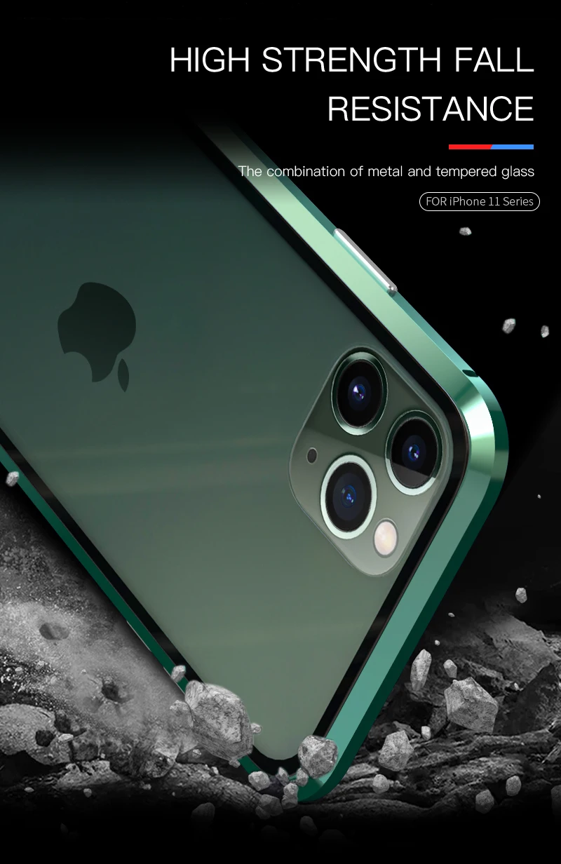 LUPHIE, Магнитный чехол на 360 градусов для iPhone 11 Pro Max, чехол, передний и задний стеклянный чехол для iPhone 11 pro Max, Магнитный чехол