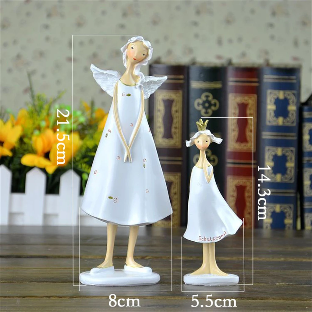 2Pcs Creative Angels Mother And Daughter Figurine Sculpture Home Desk Decor