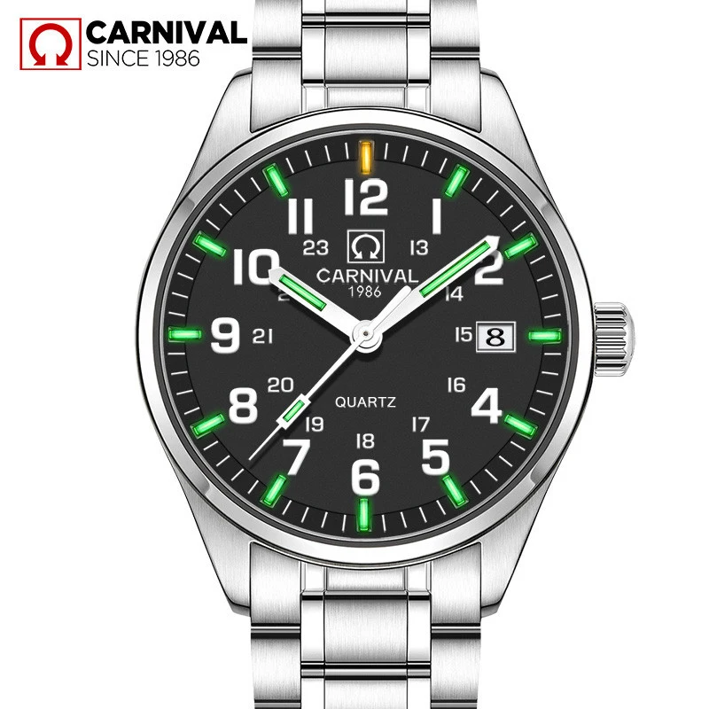 Relogio Masculino Carnival Роскошные Брендовые Часы для мужчин водонепроницаемые часы Tritium T25