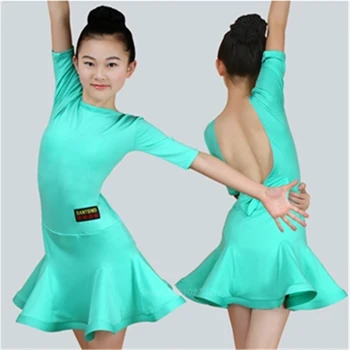 

2020 Kids Latin Dance Dress Cha Cha Rumba Tango Salsa Dress Backless Skirts For Girl Dance Costume Competition Vestidos120-170CM