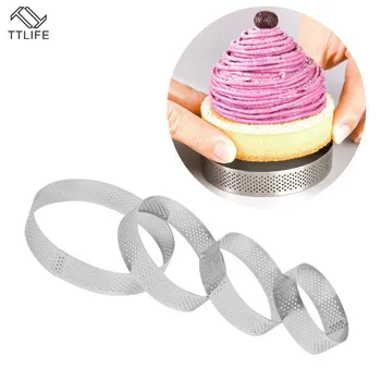 

TTLIFE 1pc 6/7/8/10 Cm Round Perforated Breathable Mousse Baking Tools for Stainless Steel Cake Ring Tool Breathable Cake Ring