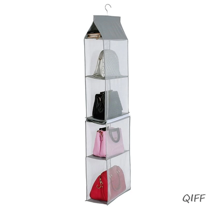Detachable 4 Pockets Hanging Purse Handbag Tote Bag Storage Organizer Wardrobe