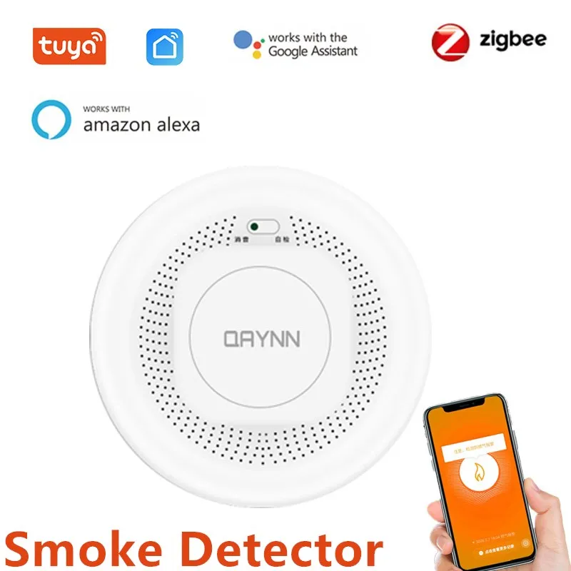 Tuya-alarma de humo ZigBee para el hogar, sistema de seguridad inteligente con WiFi, Detector de humo con combinación de alarma