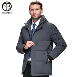 Asesmay/Брендовое мужское пуховое пальто для зимних пуховых курток, мужские толстые теплые парки, толстовки со съемной шляпой