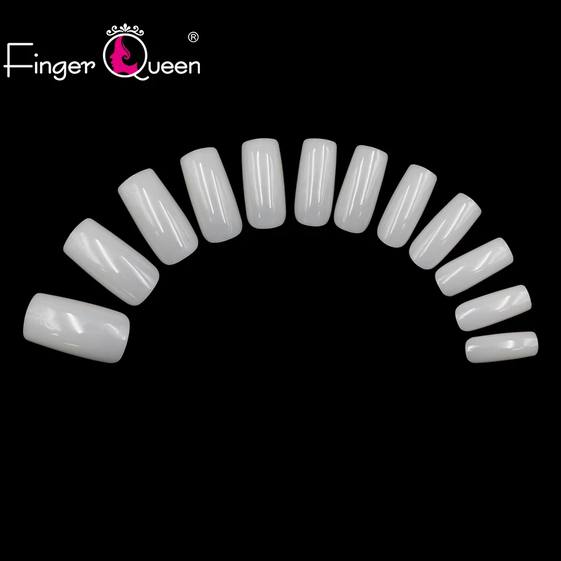 Finger queen 100 шт+ коробка прозрачные/натуральные/белые ногти искусственные акриловые накладные ногти лак для ногтей Инструменты полностью покрыты поддельные ногти