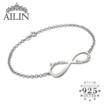 

AILIN Infinity Name Bracelet Personalized Brand Name Bracelet Infinity Symbol Sterling Silver Customized Name Bracelet for Women