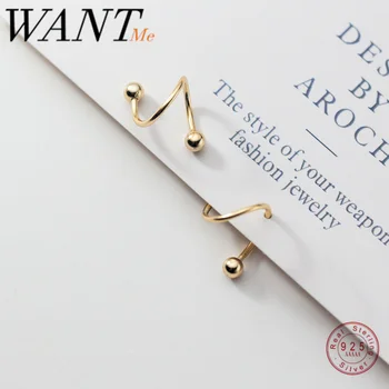 

WANTME Genuine 925 Sterling Silver Minimalist Small Ball Beads Ear Bones Ear Buckle Mini Double Ring Earring for Fashion Women