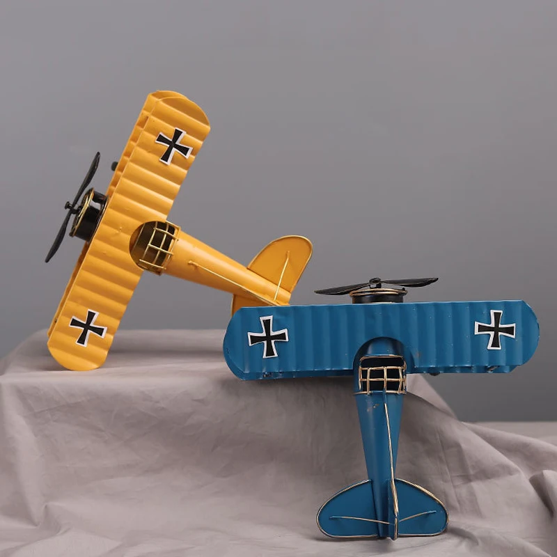 Retro Metal Plane Model Crafts Living Room Bedroom Ornament Iron Airplane Figurines Home Decoration Accessories Gift airplane model