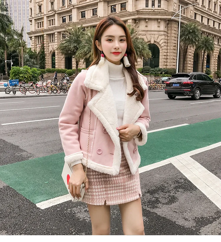 Fang yang gao шерстяное пальто женское осень и зима стиль корейский стиль BF Harajuku стиль короткая замша ji che mian одежда