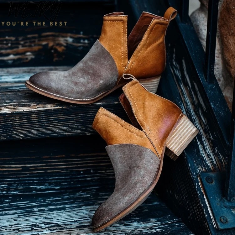 

Sexy Motorcycle Boots Women's Rivet Ankle Boots Buckle Strap Rome Autumn Leather Short Boot Casual High Heel Shoes Pointed