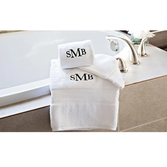 Monogrammed Bath Towel Set, Personalized Bath Towel Set