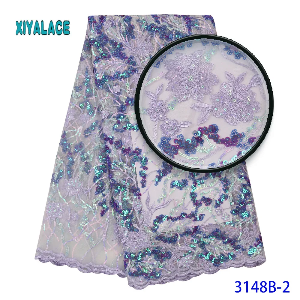 African Lace Fabric French Sequins Lace Fabric Women Wedding Dress High Quality Lace Nigerian Tulle Lace Fabric YA3148B-2