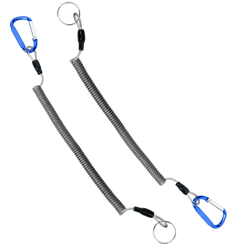 

2-Pack Steel Belt Carabiner Anti-Connecting Rope for Fishing Rod Forceps Fish Grip Buckle Rope Stretching Tent Stopper