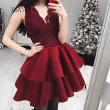Элегантное платье для выпускного, Бургунди платья Короткое платье для вечеринок платье с v-образным вырезом без рукавов длиной выше колена короткое платье для Бала Выпускной платья