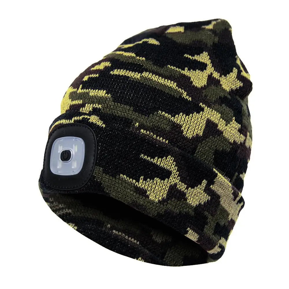 

LED Lighted Cap Warm Beanies Hands Free Fishing Running Beanie Hat Flash Headlight Camping Caps Button Battery Type