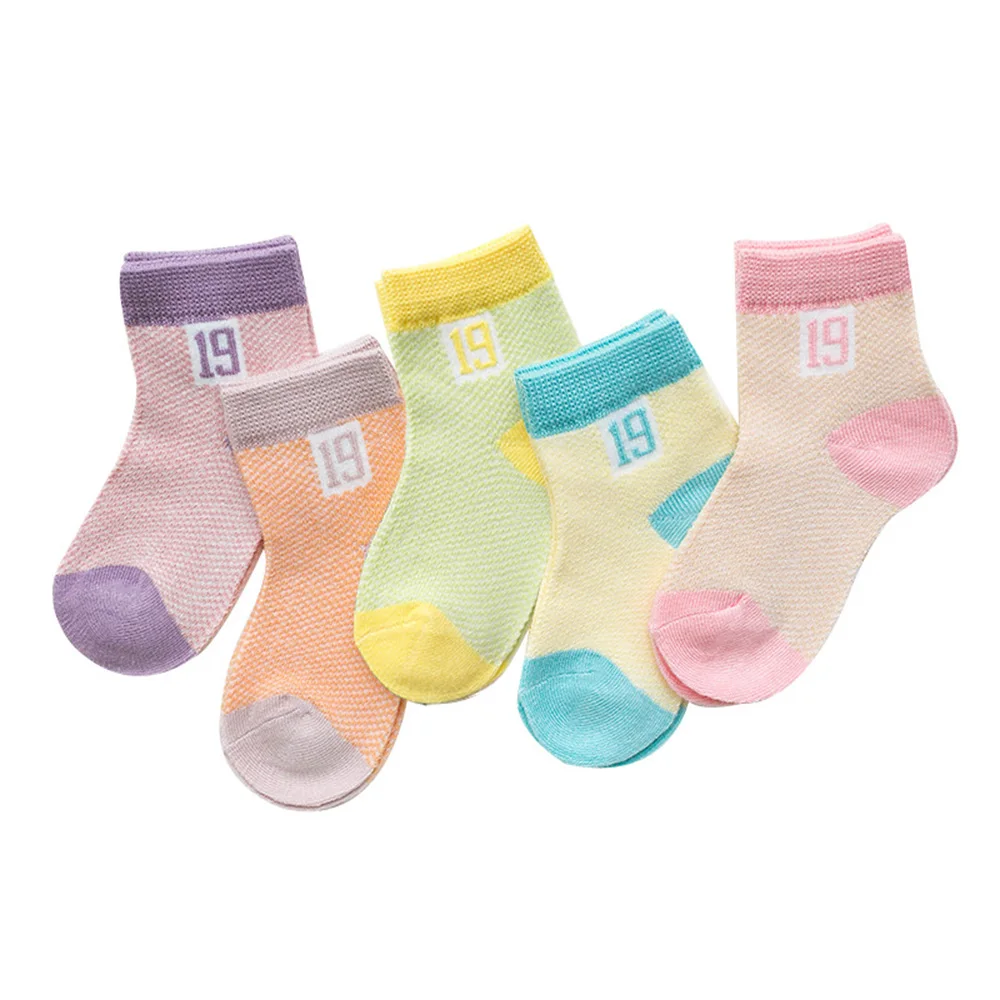 Детские хлопковые носки с рисунком лотоса, новинка года, 5 пар/партия теплые мягкие дышащие короткие носки для новорожденных мальчиков и девочек