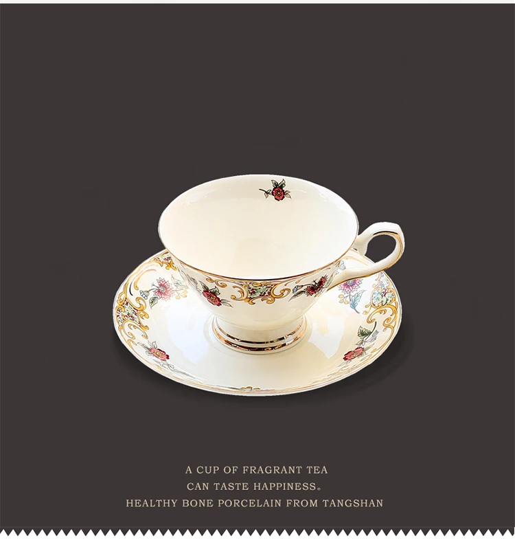 Ceramic Coffee Cups Set European Small Luxury Bone china Afternoon Tea set Flower Tea Cup & Saucer Household Kitchen accessories
