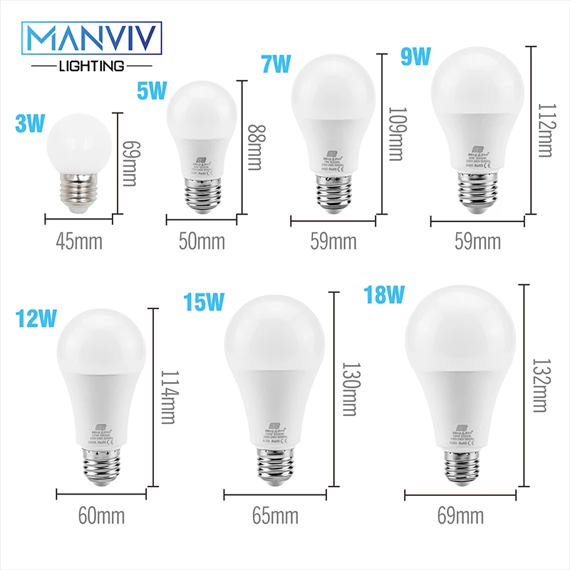 Умная IC светодиодный лампочка E27 E14 лампа без мерцания 3 Вт 5 Вт 6 Вт 7 Вт 9 Вт 12 Вт 15 Вт 18 Вт 22 Вт Светодиодный светильник 220 В лампада Светодиодный точечный светильник Настольный светильник