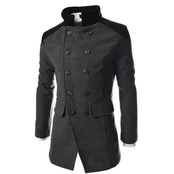

Inter Fashion Long Trench Coat Men Good Quality Double