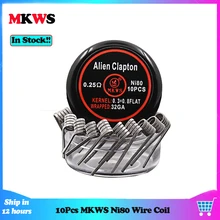10 шт. инопланетная проволока Clapton s 0.25ohm плоская витая катушка 0.3ohm ni80 плоская проволока Clapton 0.6ohm 28ga 32ga для электронной сигареты RDA RTA RDTA