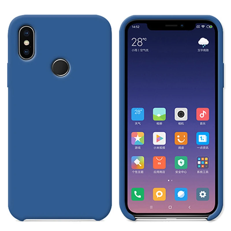 Официальный жидкий силиконовый чехол для Xiao mi Red mi Note 7 K20 5 6 Pro 5 Plus 4X 6A S2 Официальный чехол для mi 9 8 SE 8 Lite 9T A2 Capa - Цвет: Denim blue