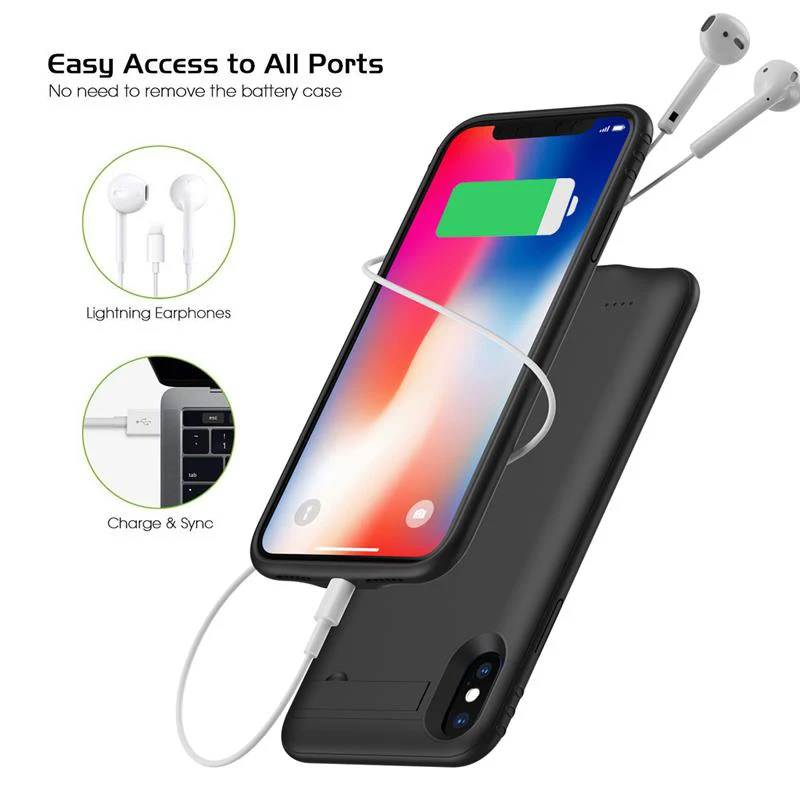 

4200/5200mAh Slim shockproof Battery Charger Cases For iPhone XS Max XR X Power Bank External Pack charger case Support audio
