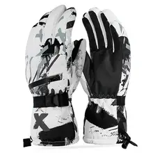 Теплые лыжные перчатки для мужчин и женщин, зимние лыжные флисовые водонепроницаемые перчатки для сноуборда с сенсорным экраном, зимние мотоциклетные теплые варежки