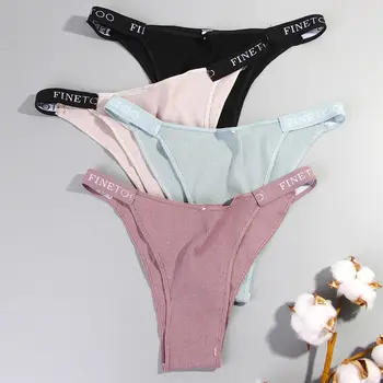 

Sexy Women Thongs Cotton G-string Panties Female Comfortable Thongs Sexy Letter Elastic Waist Belt Underpants M-XL Size