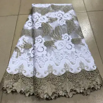 

African Lace Fabric African Guipure Cord Lace High Quality Embroidery Beaded Nigeria Lace Fabric For Wedding Dress 2020