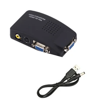 

Hot AV to VGA Adapter RCA VGA Converter PC RCA Composite S-Video AV Input to PC VGA LCD Output Converter Switch Box