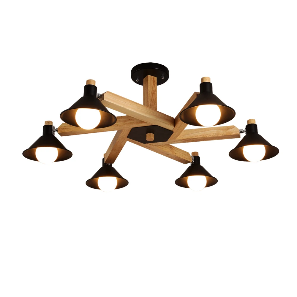 

Nordic ceiling lampss Design Modern LED Black White Vintage Wood Chandeliers Lighting Indoor Home Living Room Bedroom Luminaire