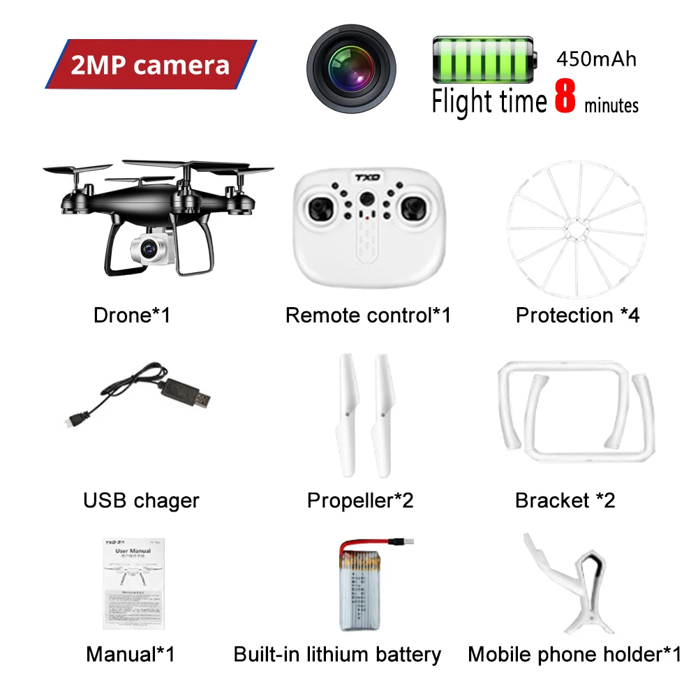 JC-10-no-8min-2BK RC Camera Drone With 720P/1080P Quadcopter HD Camera Dron Selfie Quadcopter Headless Helicopeter One Key Return Drones Toy Gift - Цвет: JC-10-no-8min-2BK