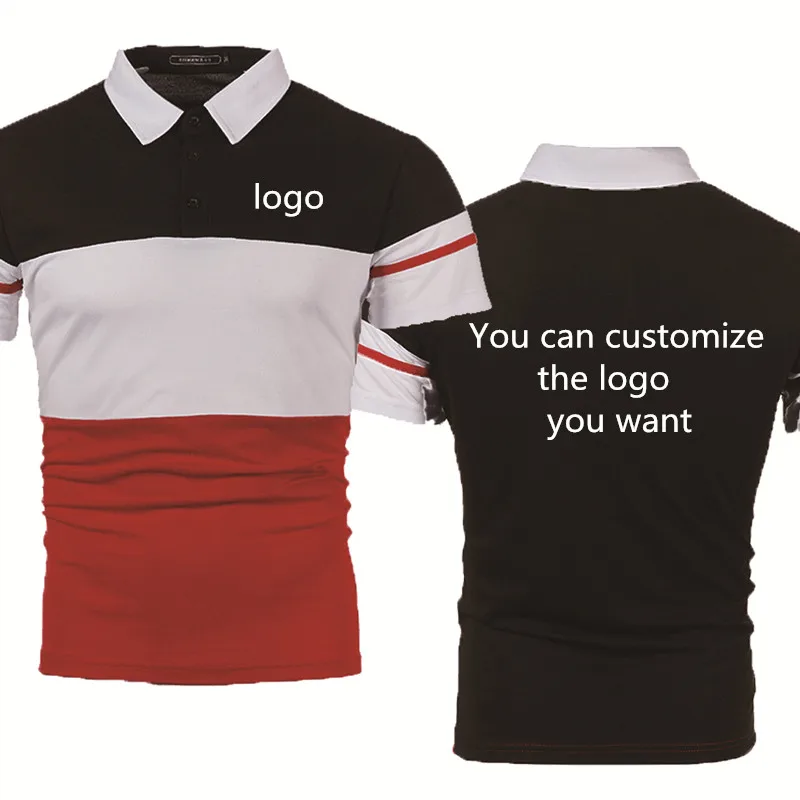 NEW summer Men's short sleeve custom logo car anime print high quality Pure cotton casual Splicing polo shirt | Мужская одежда