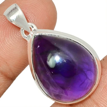 

Genuine AMETHYST CAB Pendant 925 Sterling Silver, Total Length : 35 mm, AP7020