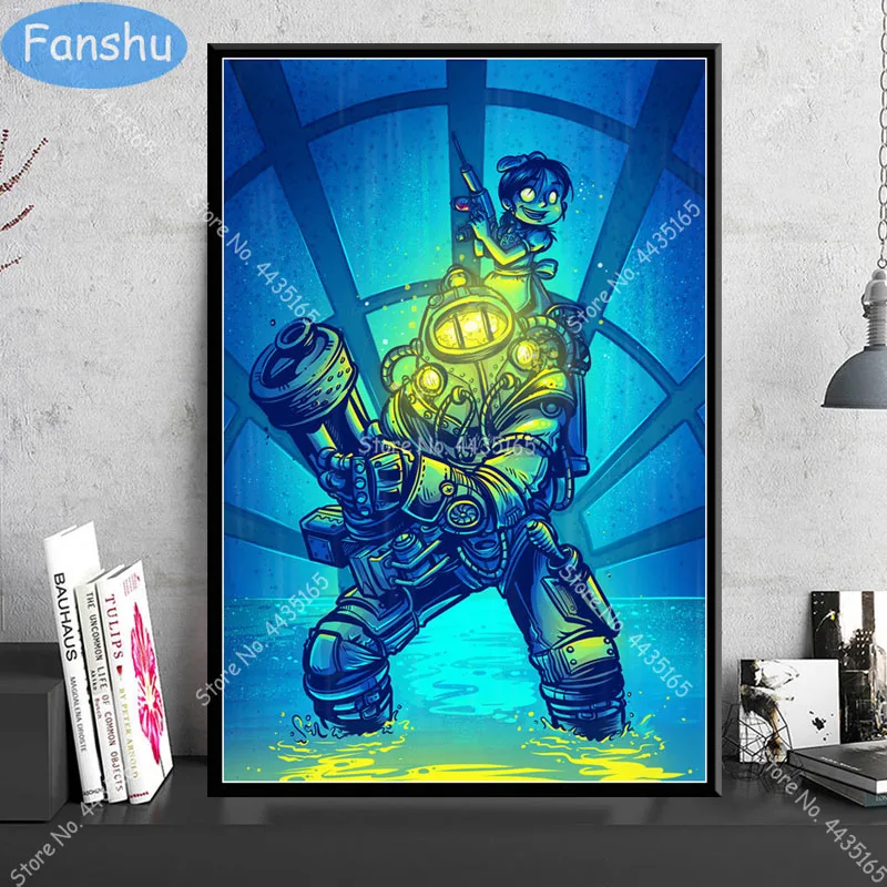 Плакат Bioshock для видеоигр в стиле ретро детей | Дом и сад