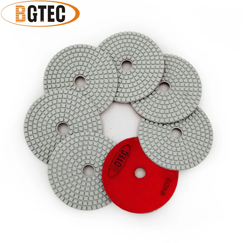 

BGTEC 4inch 7pcs #400 wet diamond flexible polishing pads 100mm sanding disc for granite, marble, ceramic