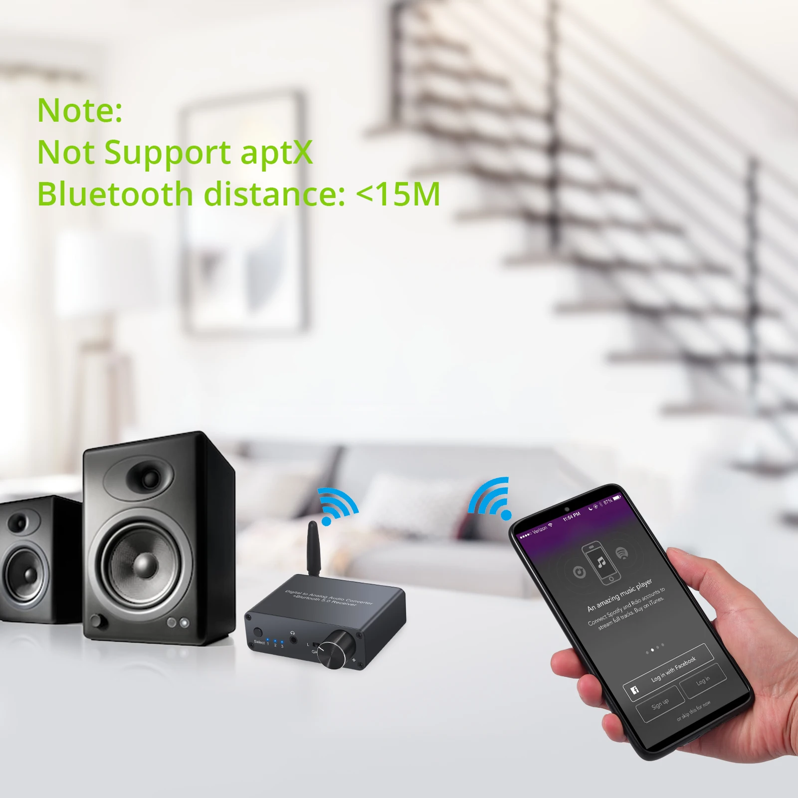 192kHz Digital to Analog Converter Bluetooth DAC With Headphone Amplifier Volume Control Optical Coaxial to RCA 3 5mm Adapter