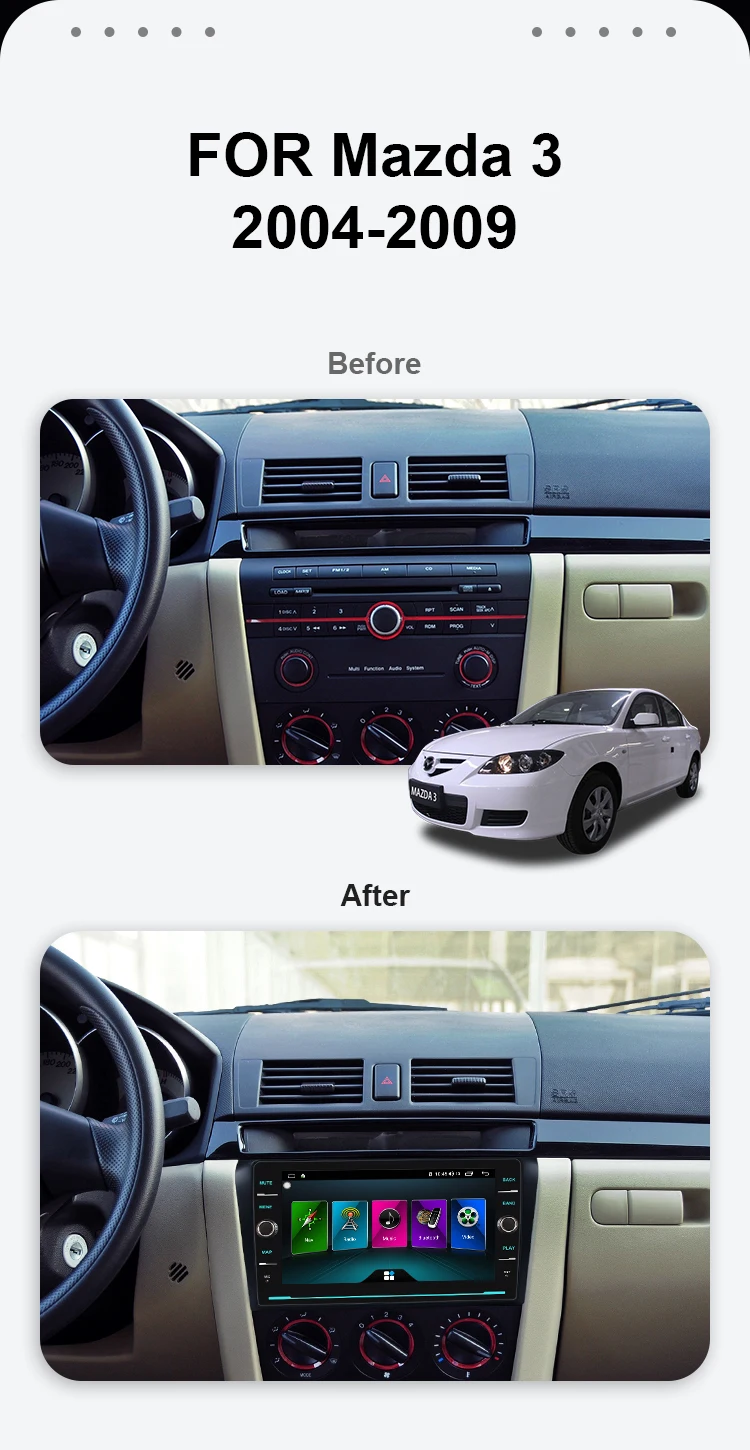 Discount EBILAEN 2Din Android 8.1 Car Multimedia Radio Player For Mazda 3 BK 2004-2009 Tape Recorder Autoradio GPS Navigation Mazda3 DVD 1