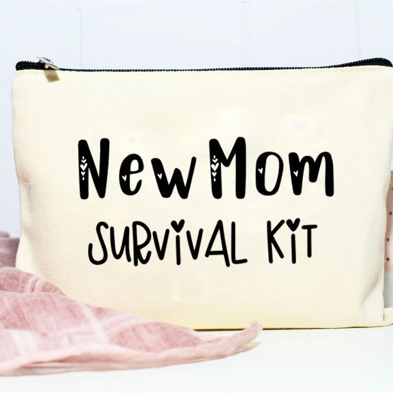 New Mom Survival Kit Bag Baby Shower Gender Reveal mommy to be