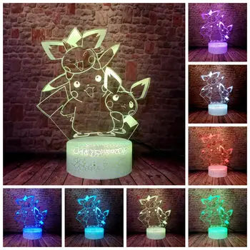 

3D Illusion LED Desk Nightlight Colorful Changing Light Pikachu Anime Figure Toys