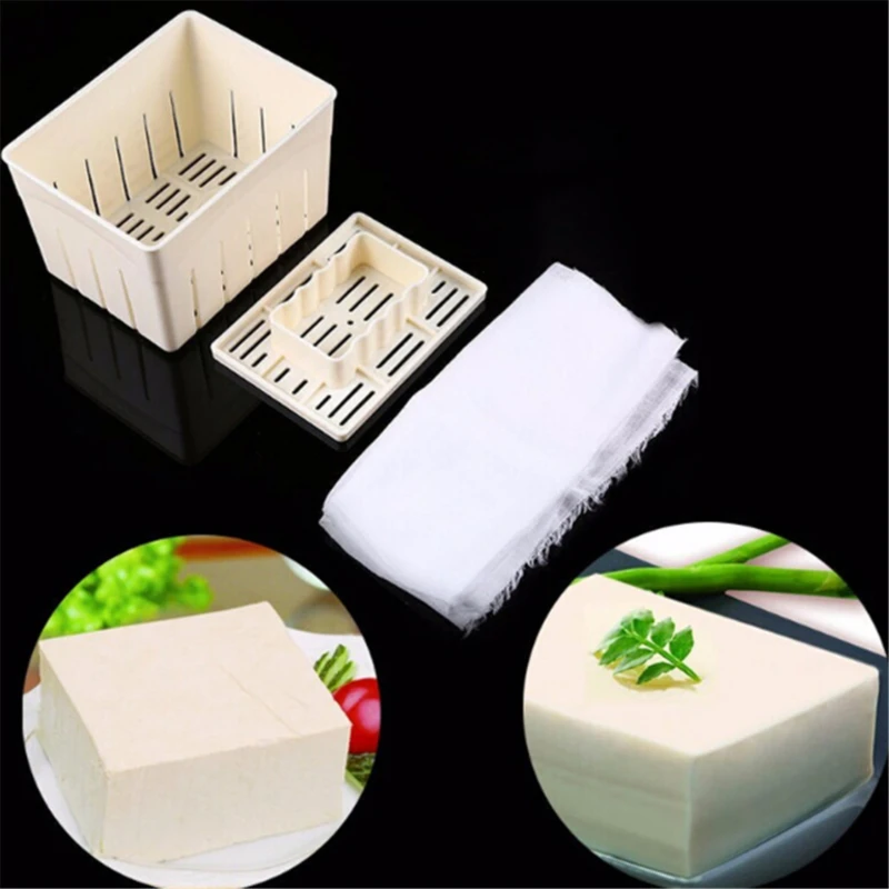 

1Set DIY Plastic Tofu Press Mould Homemade Tofu Mold Soybean Curd Tofu Making Mold with Cheese Cloth Kitchen Cooking Tool Set