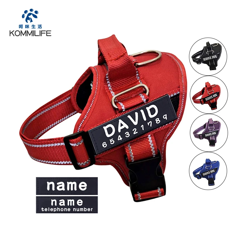 KOMMILIFE Nylon perro personalizado arnés transpirable Pet K9 arnés para perros perro mascota reflectante conjunto cuello de la correa de perro