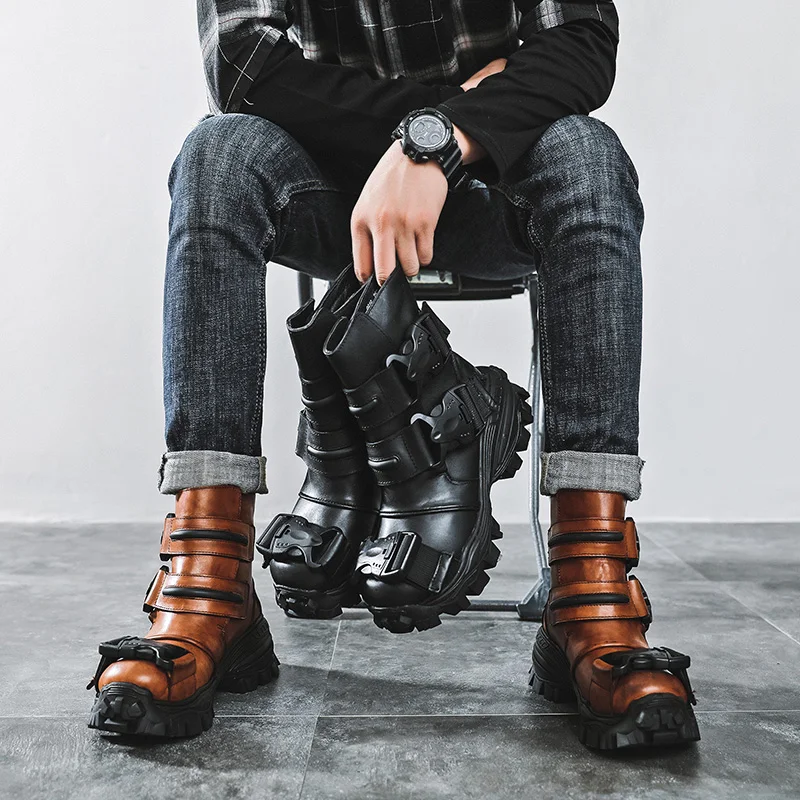 Fashion Men Genuine Leather Motorcycle 