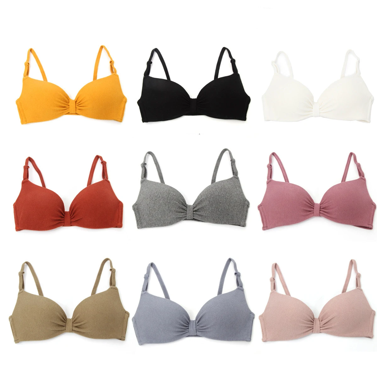 Bralette нижнее белье пуш-ап хлопковый бюстгальтер Осень Новые однотонные короткие мягкие регулируемые бесследные дышащие цветные бюстгальтеры для женщин