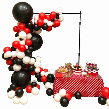 

DIY Red Black Balloon Garland Arch Kit White Balloon Chain paper fan 97pcs/set for Birthday Baby Shower Wedding Party Decoration