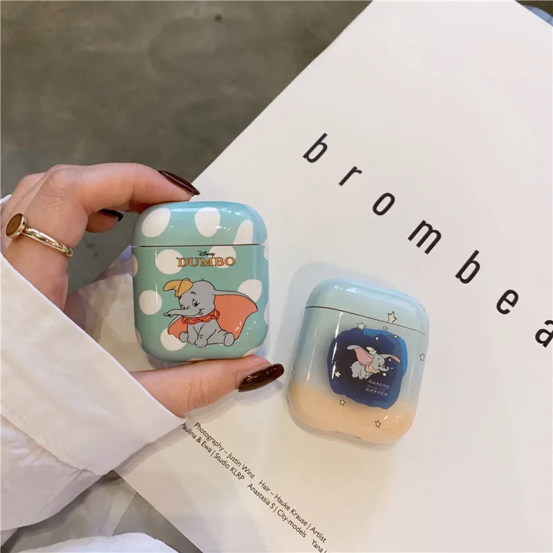Прекрасный Dumbo Baby Elephant противоударный пластиковый жесткий чехол для Apple, беспроводная bluetooth-гарнитура Airpods 1 2 защитный чехол