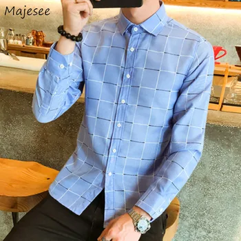 

Plaid Shirt Men Long Sleeve Large Size Autumn Harajuku Clothes Mens Shirts Casual Slim Fit 5XL Streetwear Korean Fashion Soft