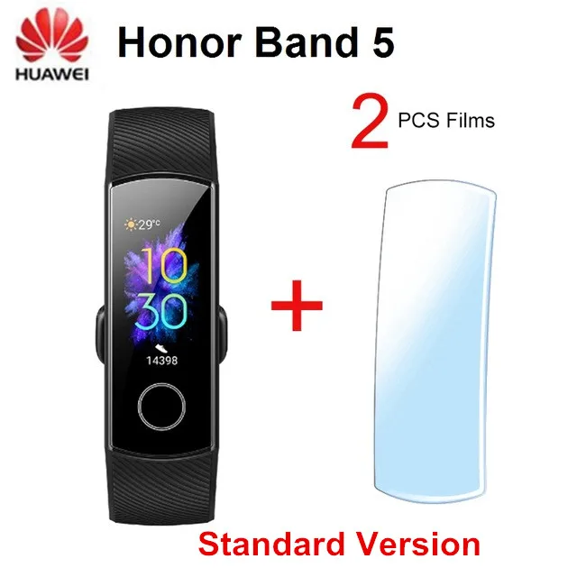 Black with Film Смарт-браслет huawei Honor Band 5 NFC, измеритель пульса, кислорода в крови, спортивный смарт-браслет huawei Honor Band 5, умный Браслет - Цвет: Black with Film