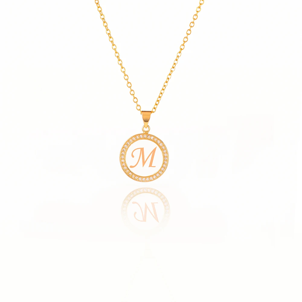 Модное очаровательное золотое ожерелье с подвеской в виде алфавита 26, циркониевые ожерелья с буквой